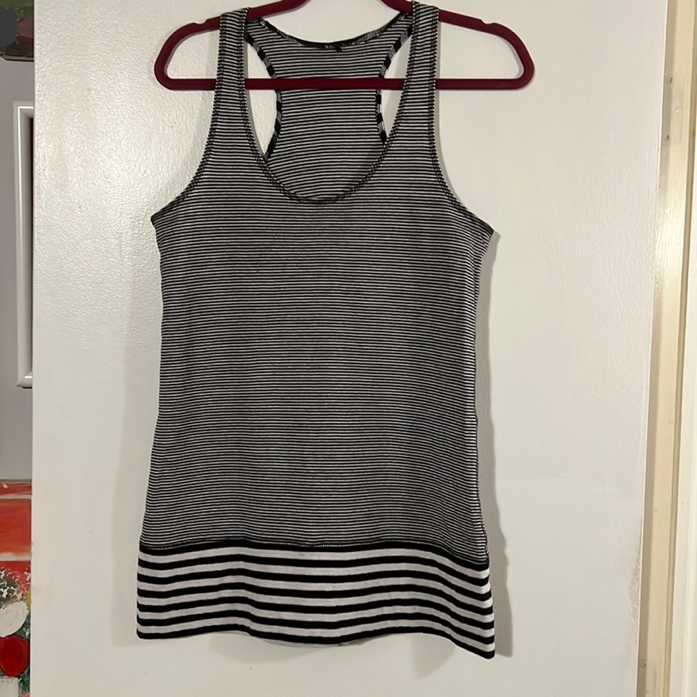 Isda & co. black/white striped racer back tank